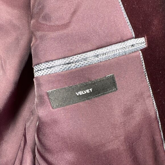 J. Ferrar Evening Ed. Merlot Velvet Men's Blazer Jacket Slim Fit 42R Burgundy - Picture 11 of 16